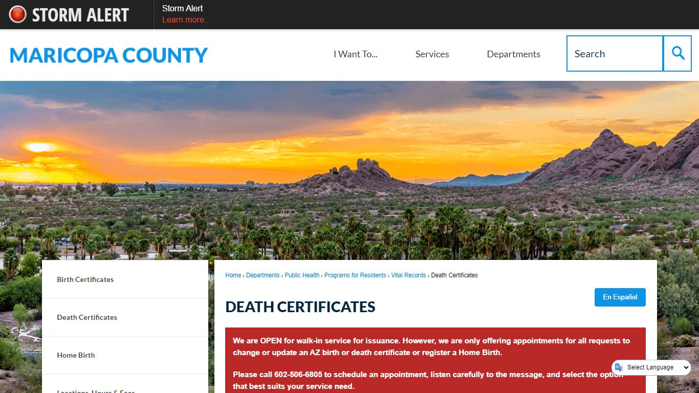 Death Certificates | Maricopa County, AZ